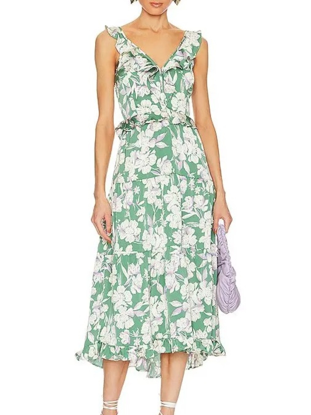 Green Floral Ruffle Sundress
